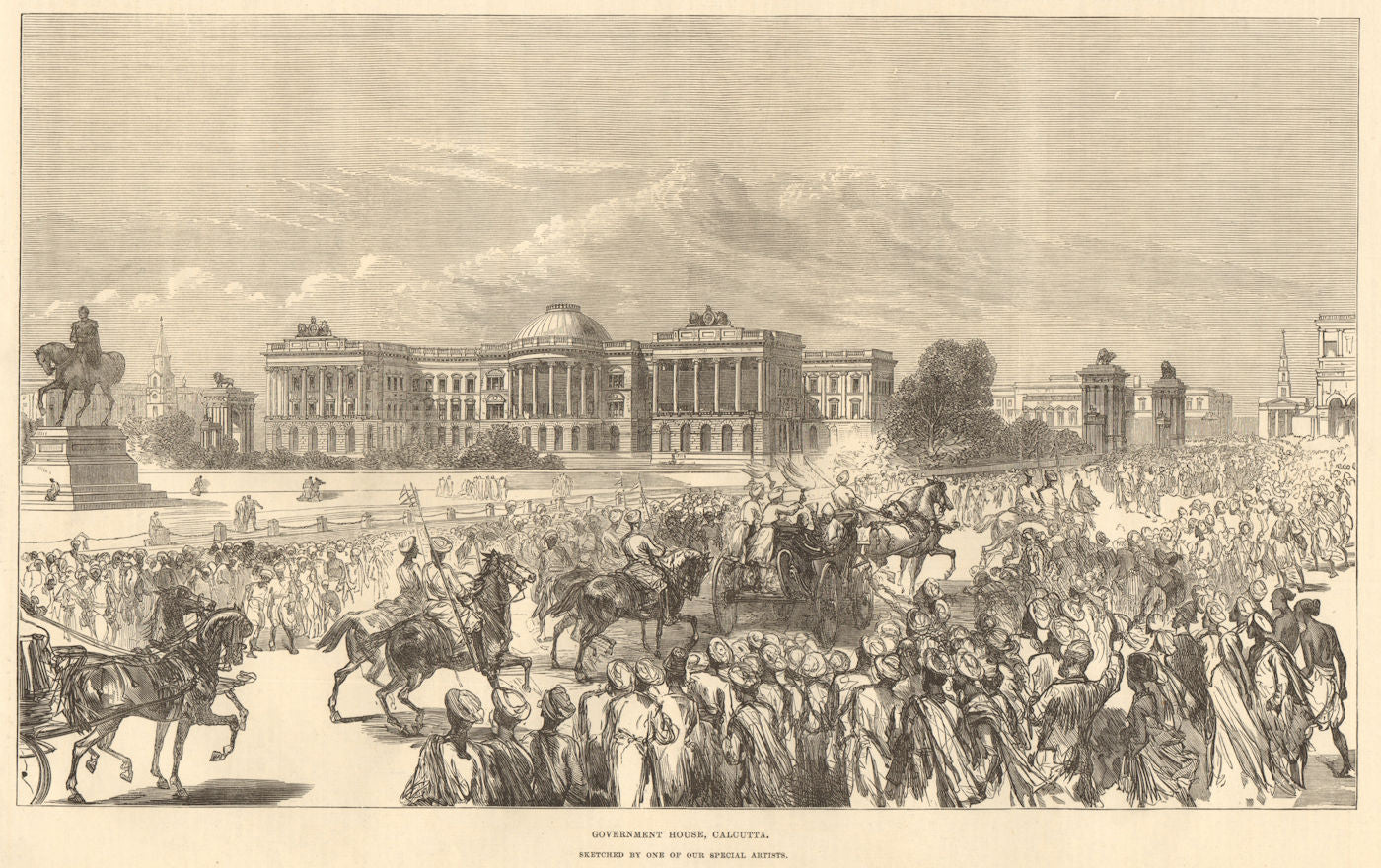 Government House, Calcutta (Kolkata) . India 1876 old antique print picture